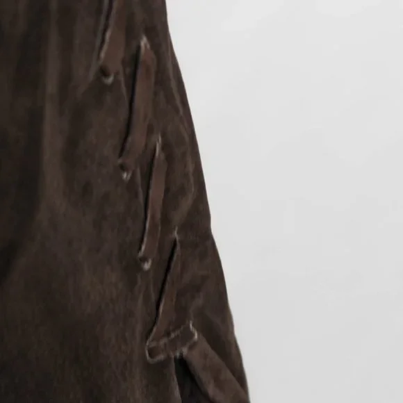 Vintage 1990s Chocolate Brown 100% Leather Sueded Skirt with Side Stitch - Picture 13 of 14